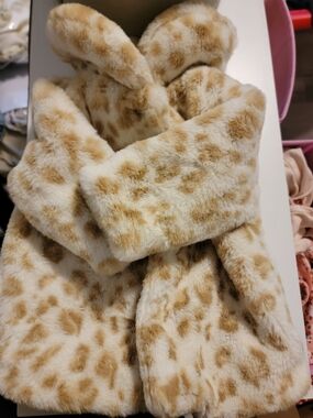 First Impressions Cream and Tan Faux Fur Girls Coat